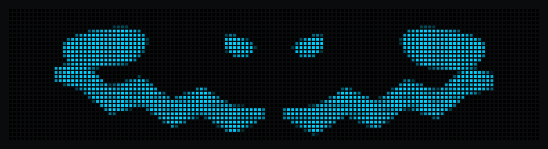 The default face on two 64x32 panels, talking and blinking